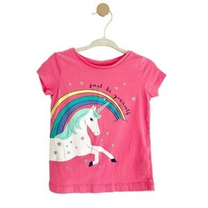 💫$5/ADD ON💫 Carter's Pink Unicorn Rainbow Graphic Tee w/ Glitter Stars, Girls 2T